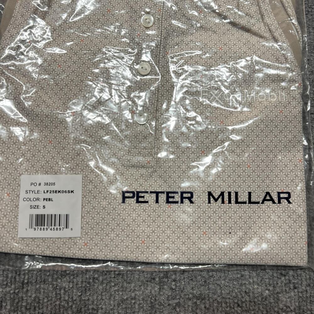 Peter Millar Polo Shirt Womens Small Beige Sleeveless Geometric Golf ExxonMobil - Picture 6 of 9